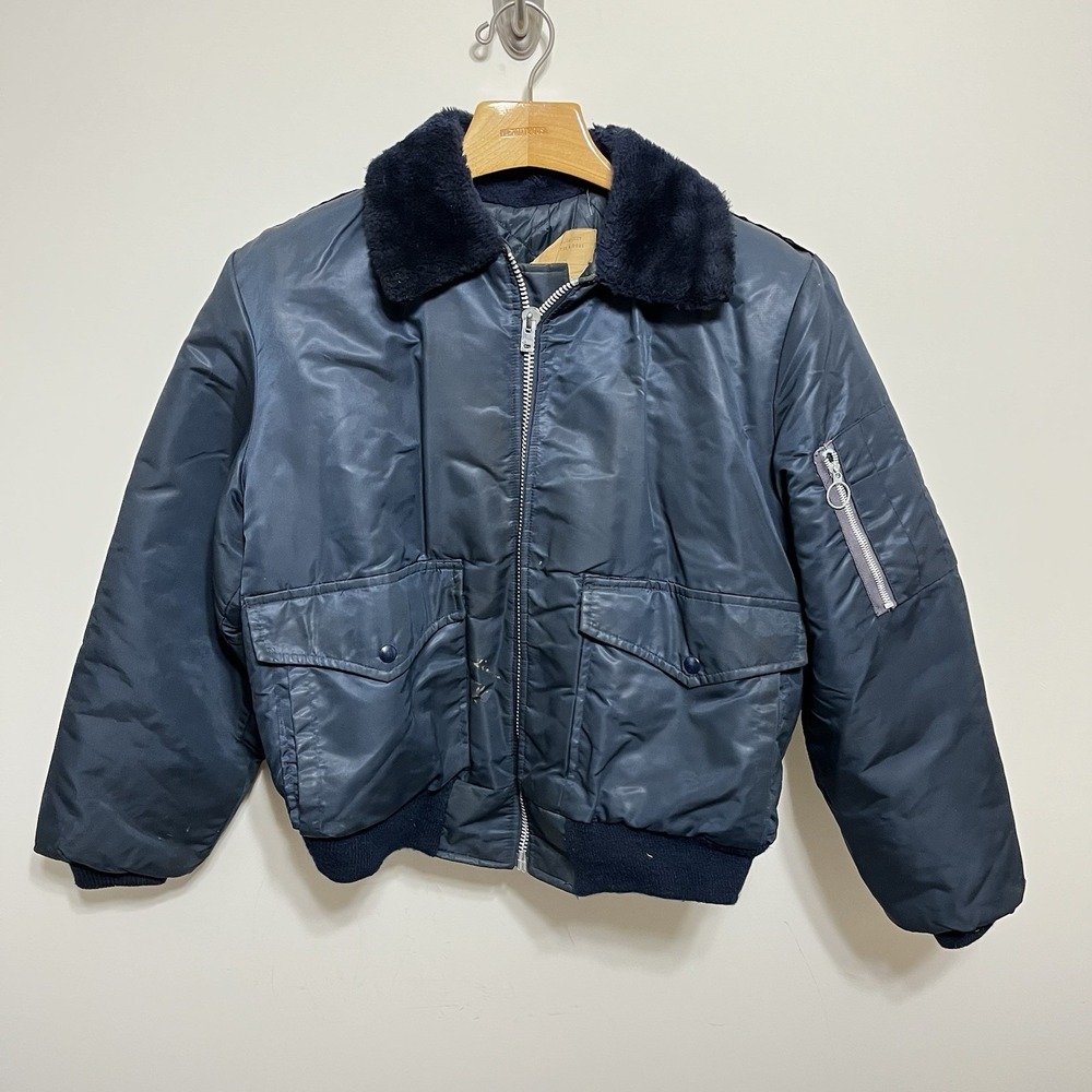 Vintage Air Force Flight Jacket Bomber Type B-9981 Talon Zipper Navy Blue Mens L